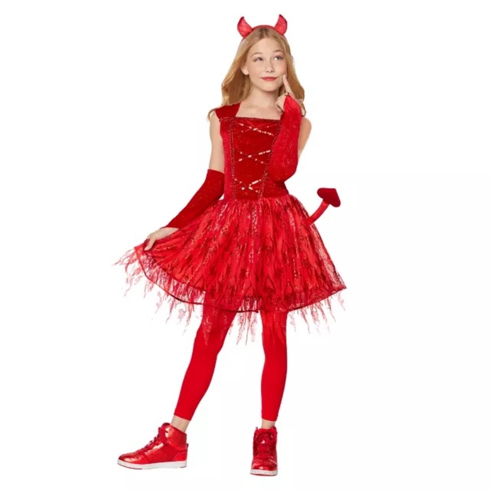 Spirit Halloween kid’s fiery devil costume. Size small 4-6.